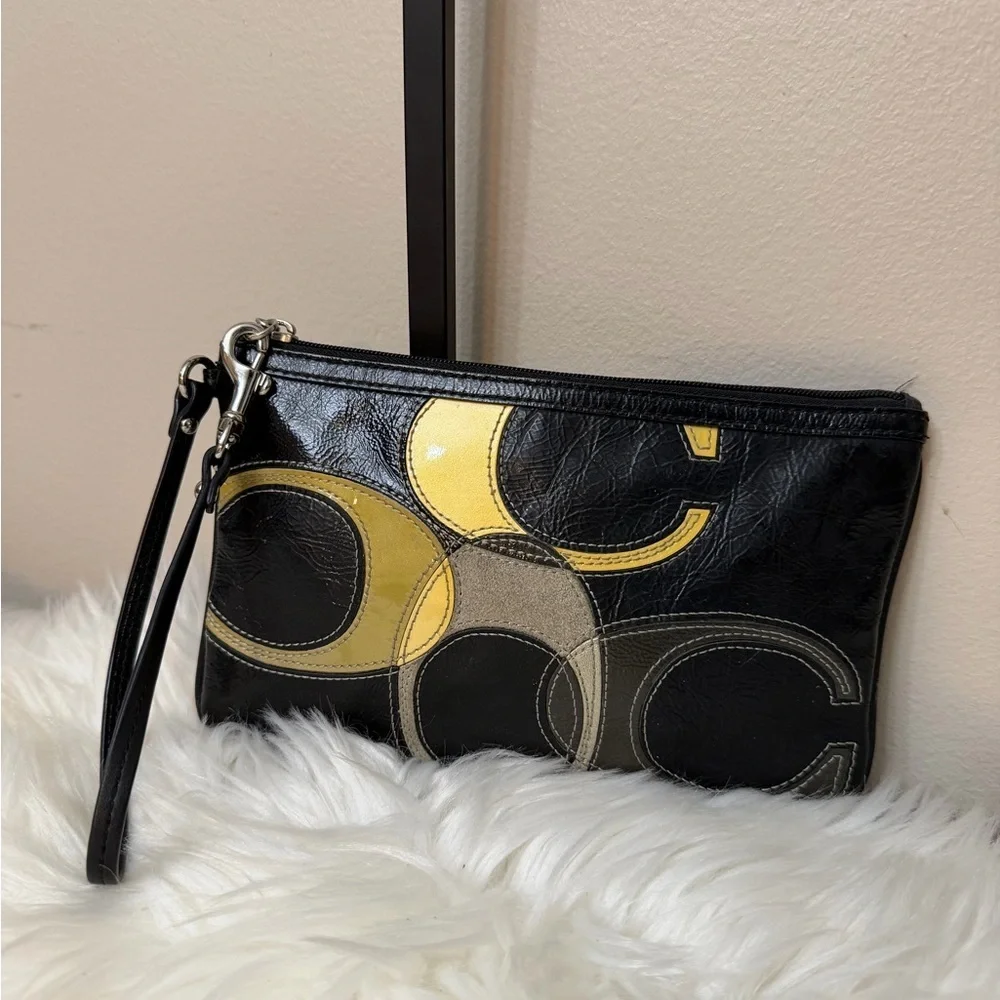 Coach Black and Yellow Wristlet